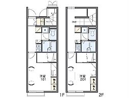 レオパレスパピヨンＡ 1階1Kの間取り
