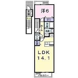 ペガサスネオ 2階1LDKの間取り