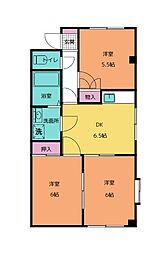 クリスタル・サンエバー 3DKの間取図画像