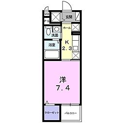 メルヴェーユ大成 1Kの間取図画像