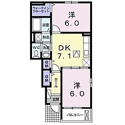 エスポワールカーサ 2DKの間取図画像