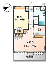 愛知環状鉄道 瀬戸口駅 徒歩14分の賃貸アパート 1階1LDKの間取り