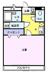ハピターレ 1Kの間取図画像