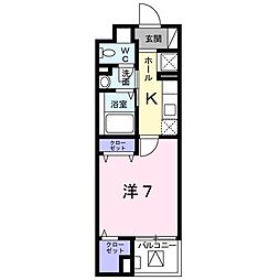 リヴェール 1Kの間取図画像