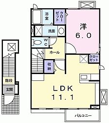 モン・ベル 1LDKの間取図画像