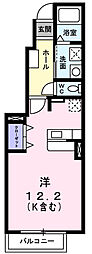 アクティブI 1階ワンルームの間取り