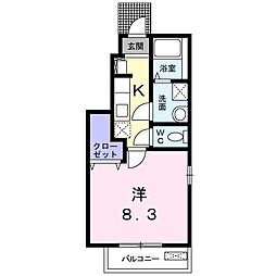 ジェミニ 1階1Kの間取り
