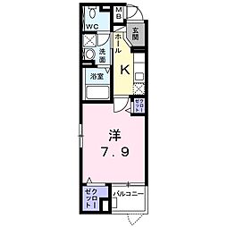 メゾンドフルール 1Kの間取図画像