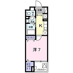 セレノコリーナダイマチ 1Kの間取図画像