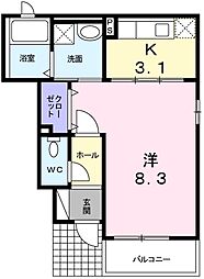 メゾン・リュミエール 1階1Kの間取り