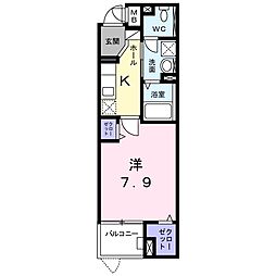 プラシードK2 1Kの間取図画像