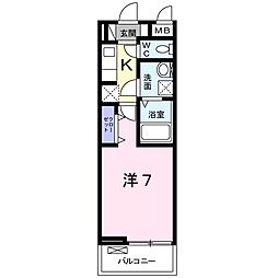 ブリーズ・カスミ 2階1Kの間取り