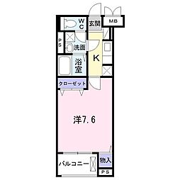 シャルム 1階1Kの間取り