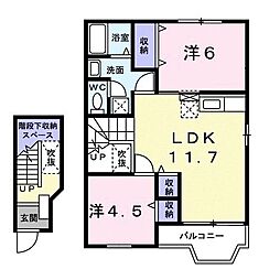アンソレイエメゾン 2LDKの間取図画像