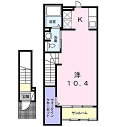 カーサプラシード ワンルームの間取図画像