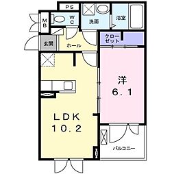 プレゾン・ピエス 1LDKの間取図画像