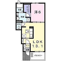 クレメント・II 1階1LDKの間取り