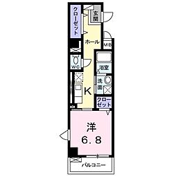 サンストリート 1Kの間取図画像