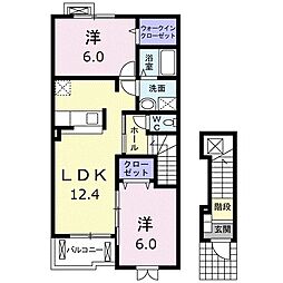 オルバス 2LDKの間取図画像