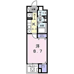 ソレイユイーストブリッジ 1Kの間取図画像
