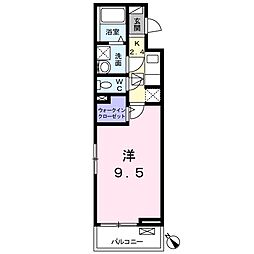 ブレッザII 1階1Kの間取り