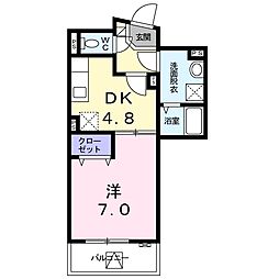 ヴァンソレイユ 1DKの間取図画像