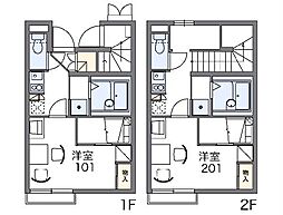 レオパレスセードル 2階1Kの間取り