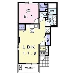サニー　オークラ 1階1LDKの間取り