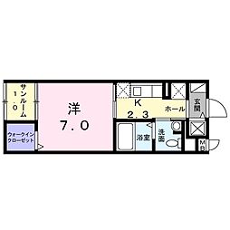 ベルエミール 1Kの間取図画像