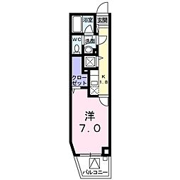 大和ステーションヒルズ弐番館 1Kの間取図画像
