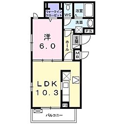 クリスタルメゾンしらかば 1LDKの間取図画像
