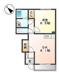 ランゲスレーベン　五月台 1階1DKの間取り