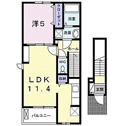 ルントベルク 1LDKの間取図画像