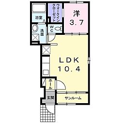 ラフレシール2 1LDKの間取図画像