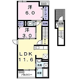 プラシード・ピアッツア 2LDKの間取図画像