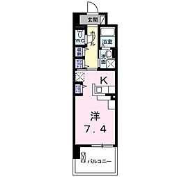 カシリ・エスポワール ワンルームの間取図画像
