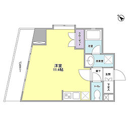 東急田園都市線 池尻大橋駅 徒歩2分の賃貸マンション 3階ワンルームの間取り
