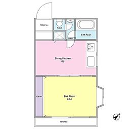 東急東横線 中目黒駅 徒歩4分の賃貸マンション 8階1DKの間取り