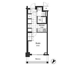 パークキューブ目黒タワー 1Kの間取図画像
