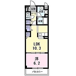 JR東海道・山陽本線 西大路駅 徒歩12分の賃貸マンション 2階1LDKの間取り