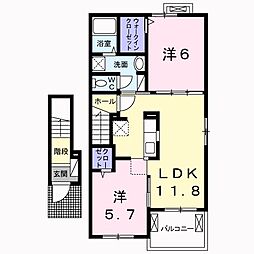 ドゥ　サント　ノレ 2階2LDKの間取り