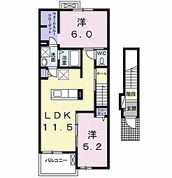 ルナ・ソレイユ2 2LDKの間取図画像