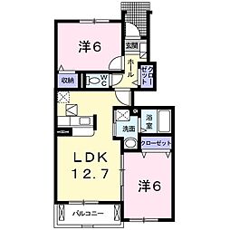 ベル・レベッカ 1階2LDKの間取り