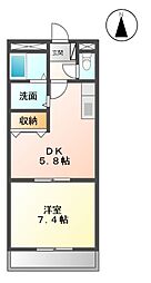 豊橋鉄道渥美線 小池駅 徒歩17分の賃貸アパート 2階1DKの間取り