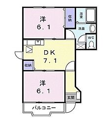 プリウス 2DKの間取図画像