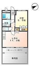 豊橋鉄道東田本線 東田坂上駅 3.2kmの賃貸アパート 1階1LDKの間取り