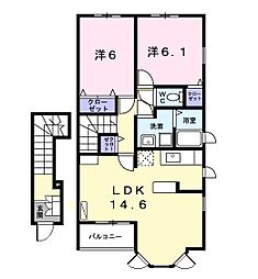 カルムメゾン 2LDKの間取図画像