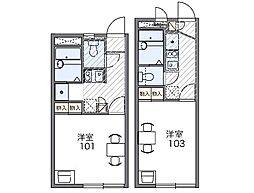 レオパレスカンタービレ 1Kの間取図画像