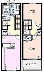 ボンジュルネ 2階2LDKの間取り