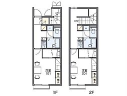 レオパレスアンテルブルグI 1階1Kの間取り